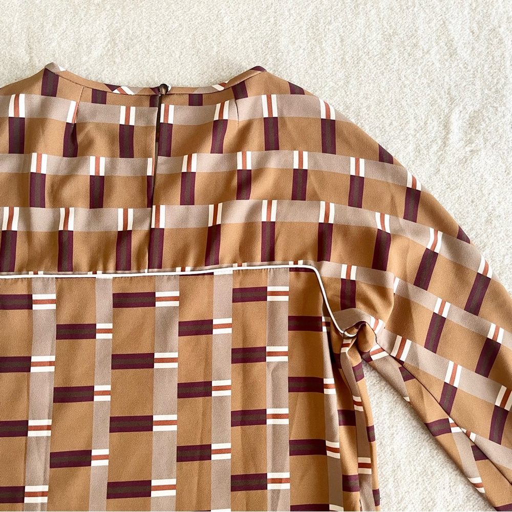 Ottod'ame brown dress w/retro geometric pattern - Picture 7 of 10